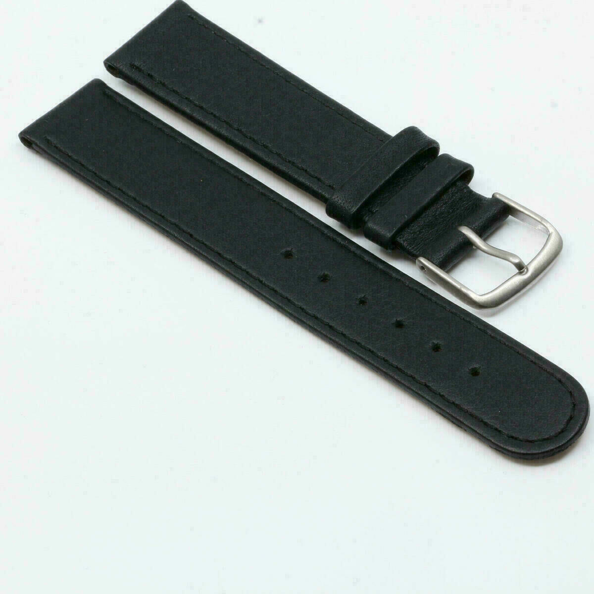 Correa de reloj de piel auténtica, correa de repuesto negra #Silber 18mm