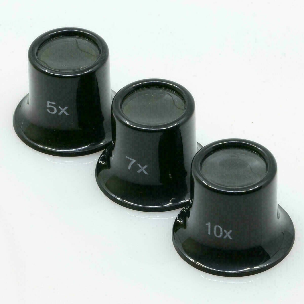 Lot de 6 loupes d’horloger – loupes de bijoutier à lentille en verre 5x 7x 10x 15x 20x