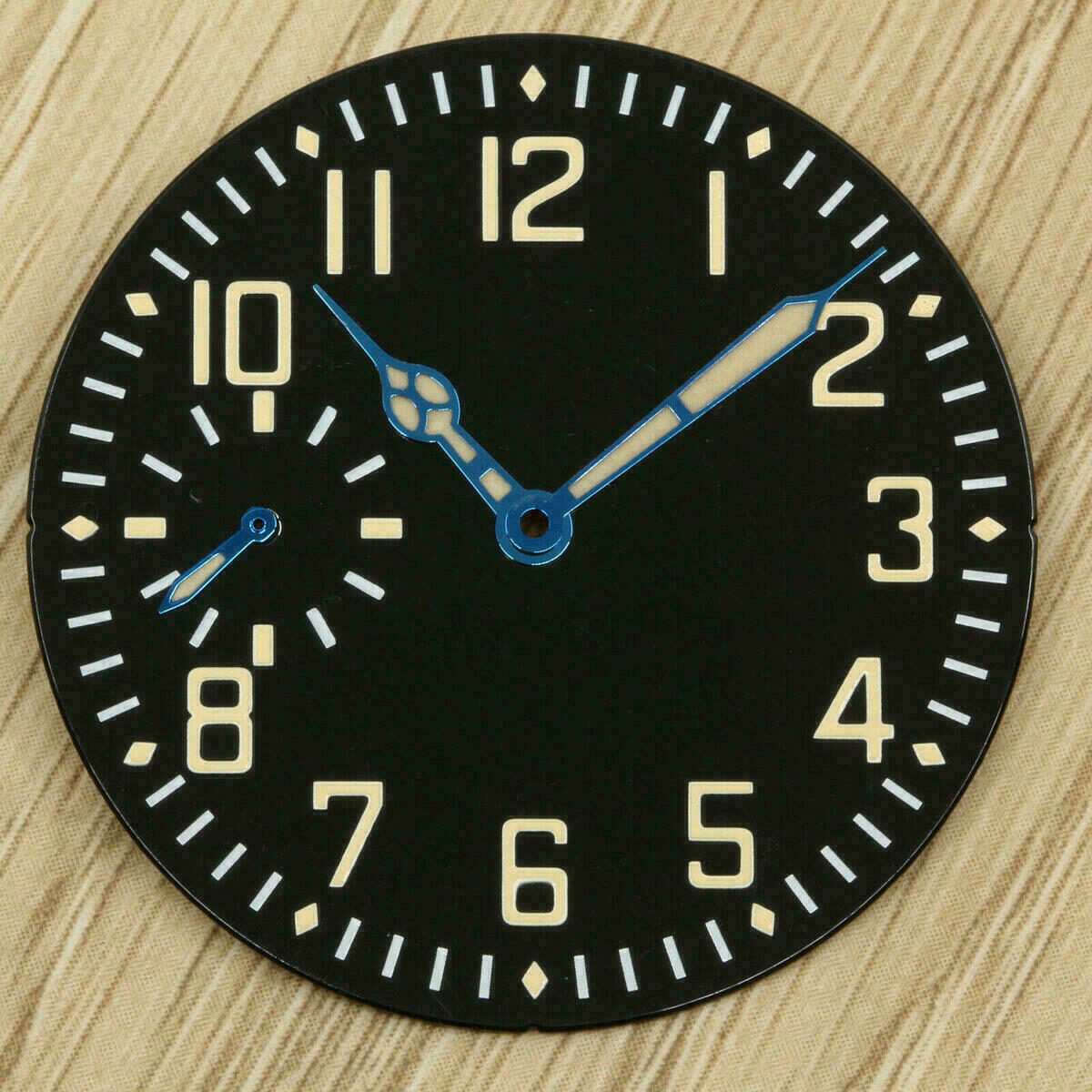Quadrante da aviatore per ETA Unitas 6497, smalto nero, Superluminova – immagine 6