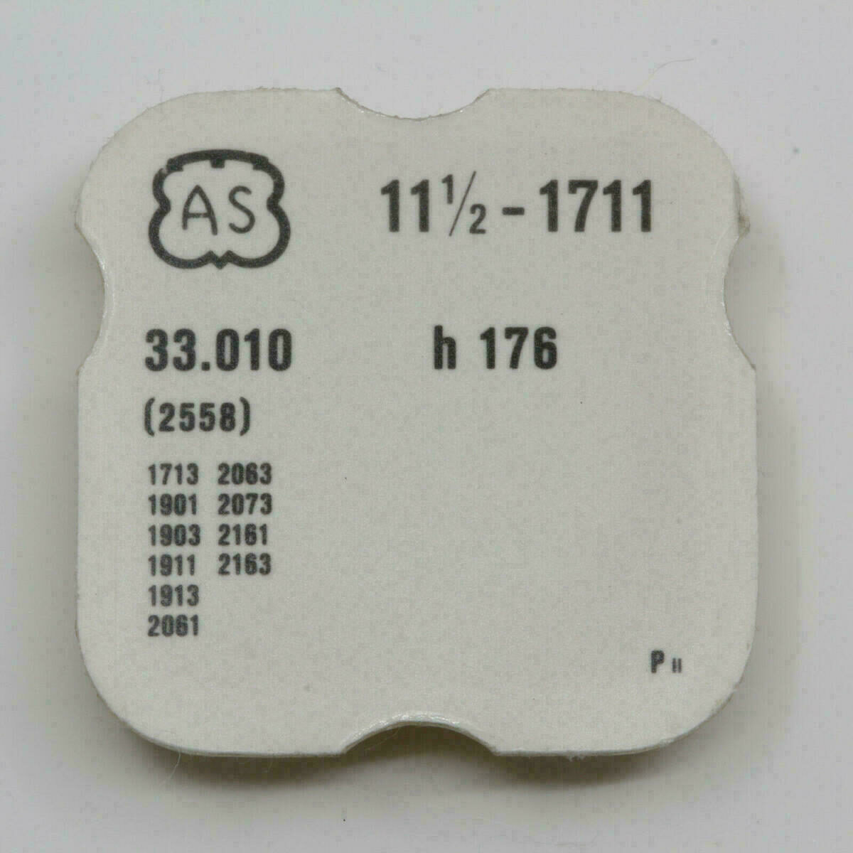 AS 1711 PART 2558, ruota delle ore, AS 1713 AS 2063, AS 2073 AS 2161 2163
