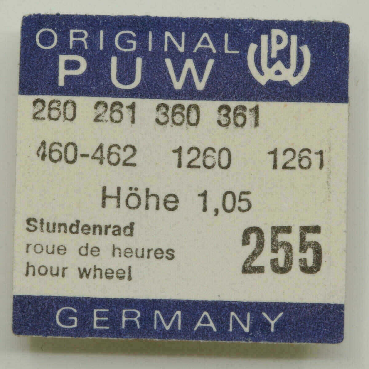 Hour Wheel H.105 for PUW 360, 260, 261, 1260, 1261, 361, 1360, 1361 – Part 255 – NOS