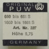 PUW 660 Zentrumssekundenrad Part 227 NOS Uhrteil