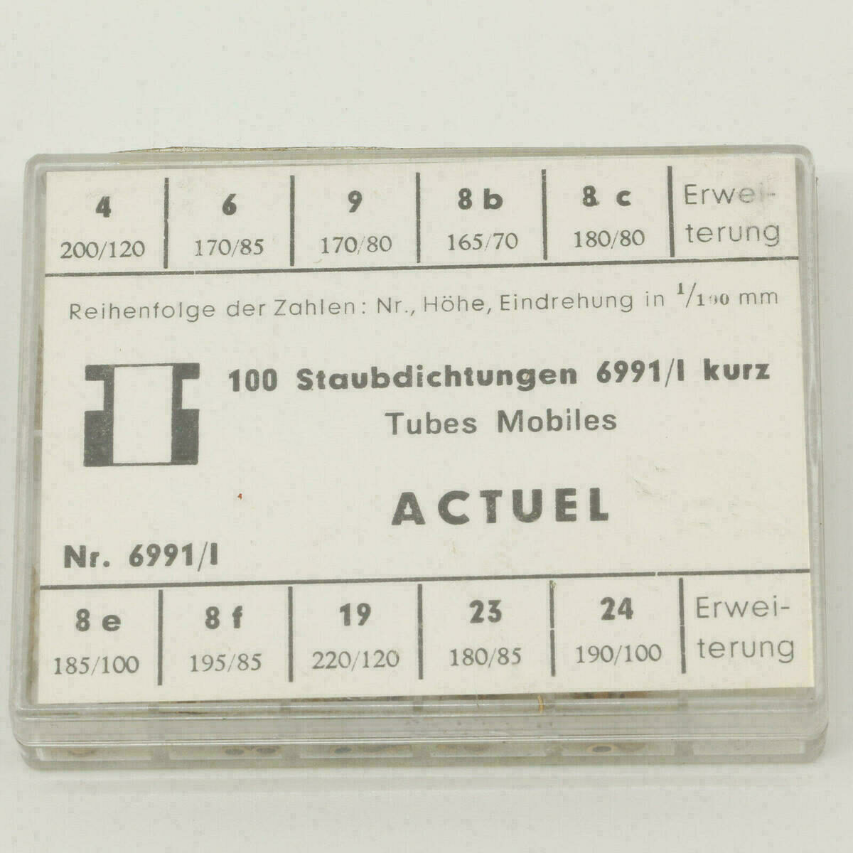 Staubdichtungen für Armbanduhren, Taschenuhren. 100 Stück 6991/1 kurz #25