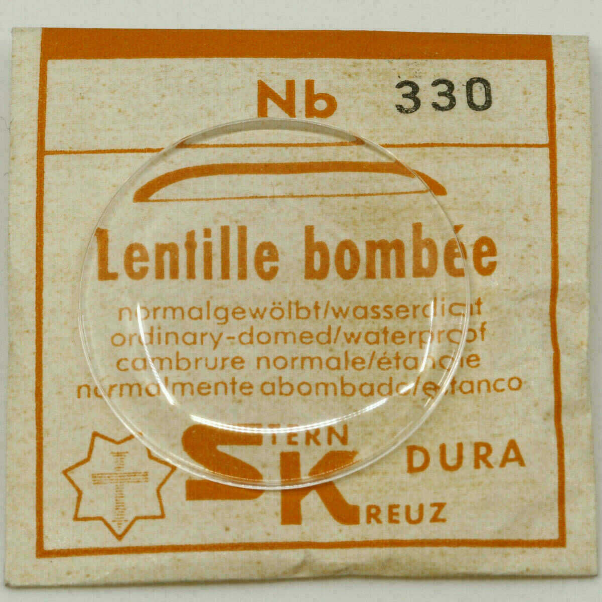 Verre plastique Sternkreuz Nb Lentille bombée – bombé normal – montre-bracelet 219 - 340