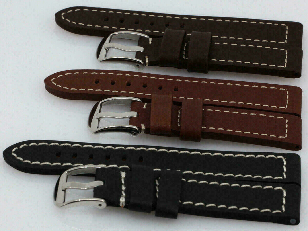 UHRENARMBAND Echt Leder Armband 20mm Dunkelbraun, Choco-Braun 115/75 Uhrband