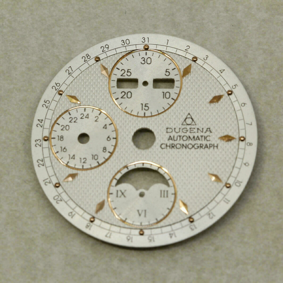 Zifferblatt für ETA Valjoux 7751 Automatik-Chronograph Mondphase, Ø 30,8 mm, Dugena – Bild 2