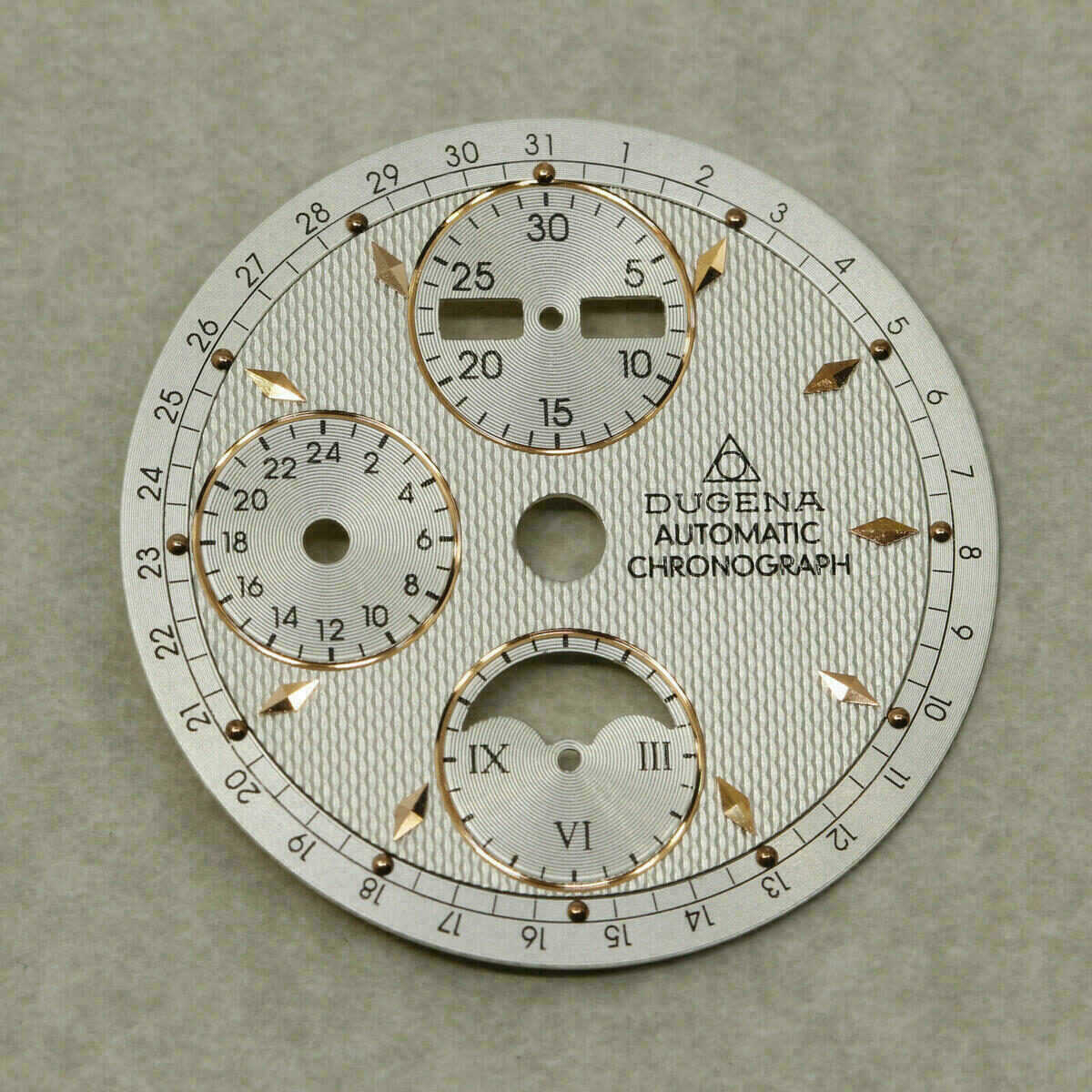 Zifferblatt für ETA Valjoux 7751 Automatik-Chronograph Mondphase, Ø 30,8 mm, Dugena – Bild 3