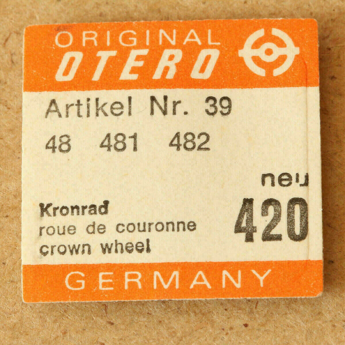 OTERO 48 Part 420, Kronrad, crown wheel, OTERO 481, 482 OTTO EPPLE NOS