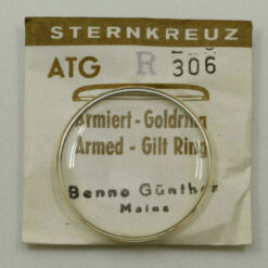 Cristal de reloj Sternkreuz ATGR abombado armado con aro dorado, reloj de pulsera