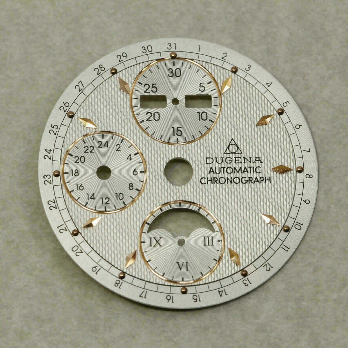 Zifferblatt für ETA Valjoux 7751 Automatik-Chronograph Mondphase, Ø 30,8 mm, Dugena
