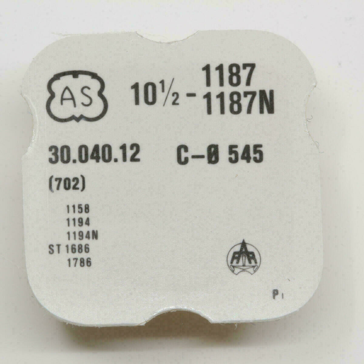 AS 1187 PART 702, Ankerrad, escape wheel, roue d`ancre AS 1158 1194 ST 1686 1786