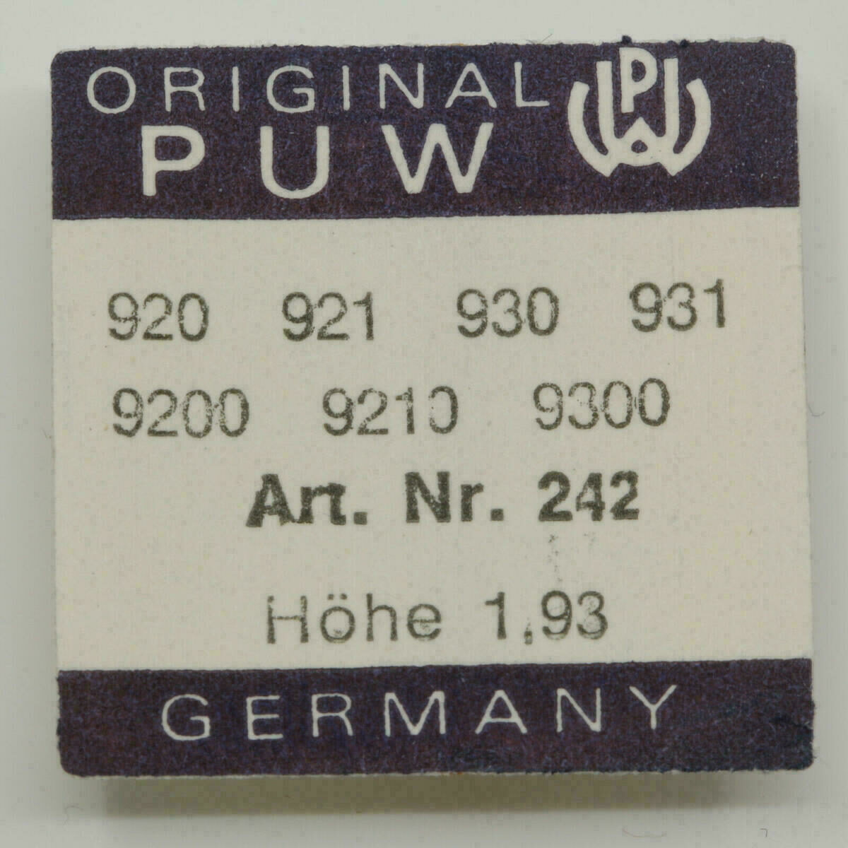 PUW 920 Part 242, Minutenrohr mit Mitnehmerad canon pinion & driving w. 921, 930