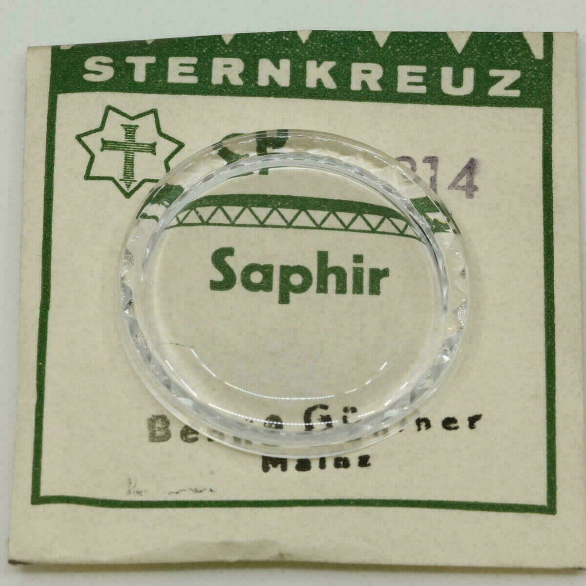 Uhrenglas Sternkreuz CP Safir Imitation für Armbanduhren - flach - 110 - 314