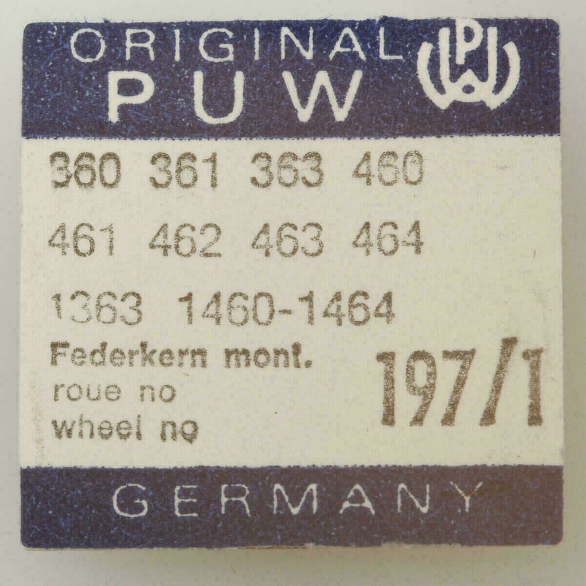 Barrel Core and Ratchet Wheel for PUW 360, 361, 1361, 1363, 1463 – Part 197/1 – NOS – image 2