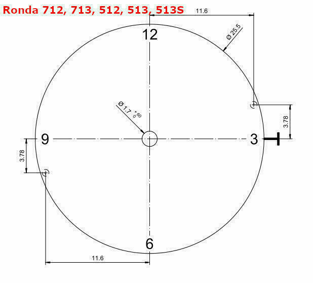 Cadran pour montre de poche Ronda 712 â neuf â D : 36 mm â image 3