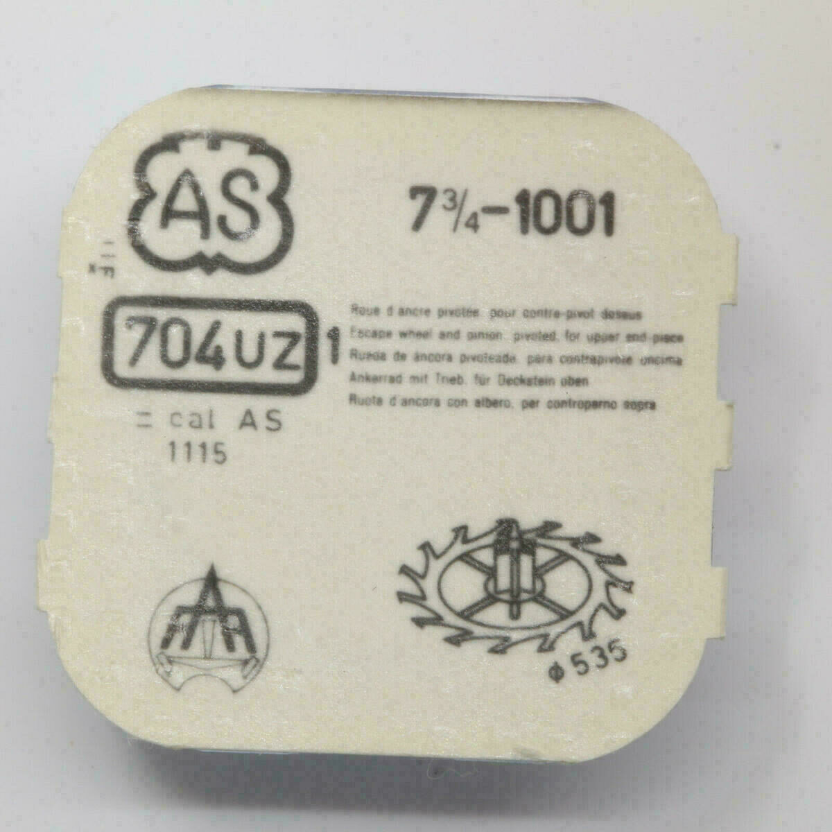 AS 1001 PART 704 Ankerrad für Deckstein oben, escape wheel, roue d`ancre AS 1115