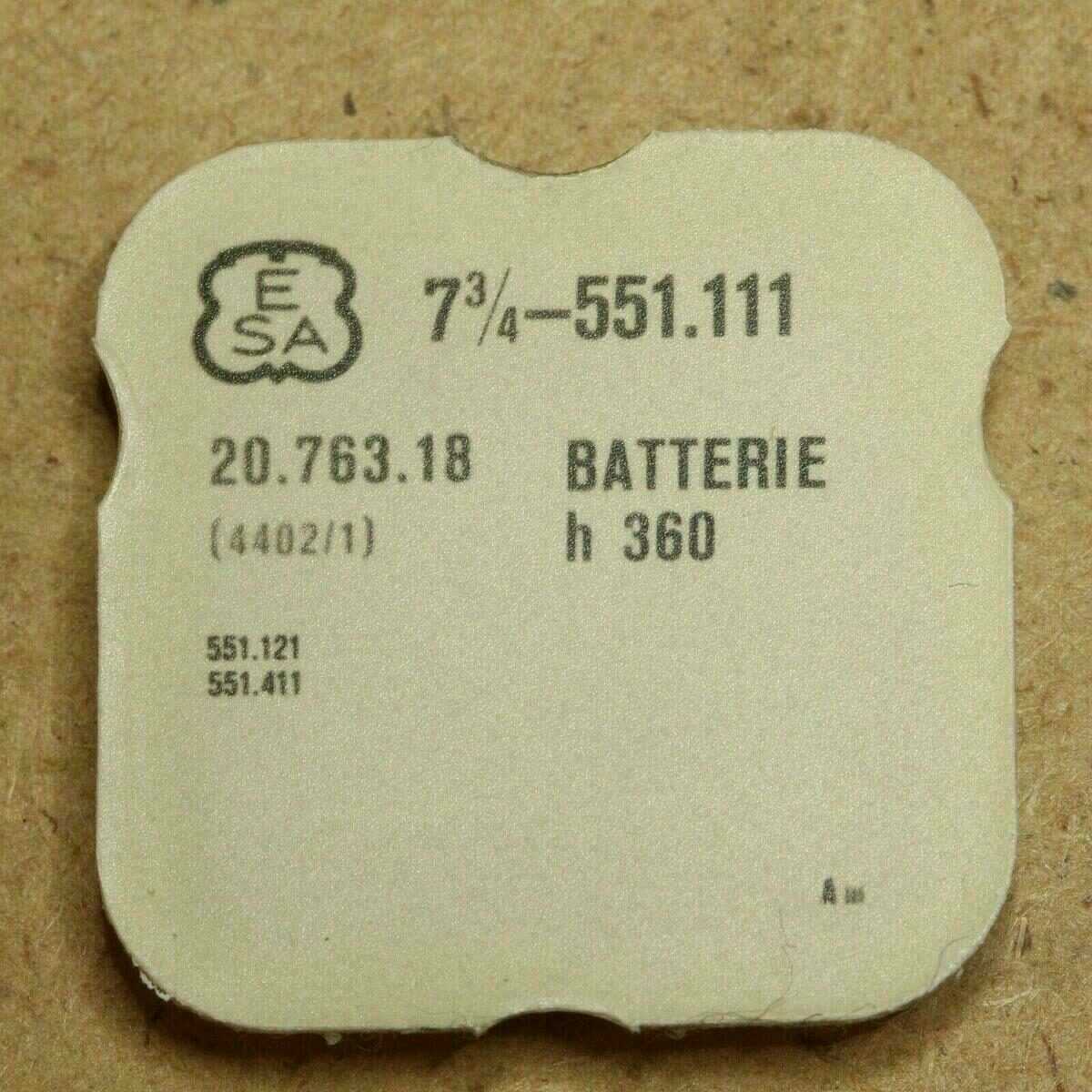 ESA / ETA 551.111 Part 4402/1, Batterie H 360 ETA 551.121 / ETA 551.411