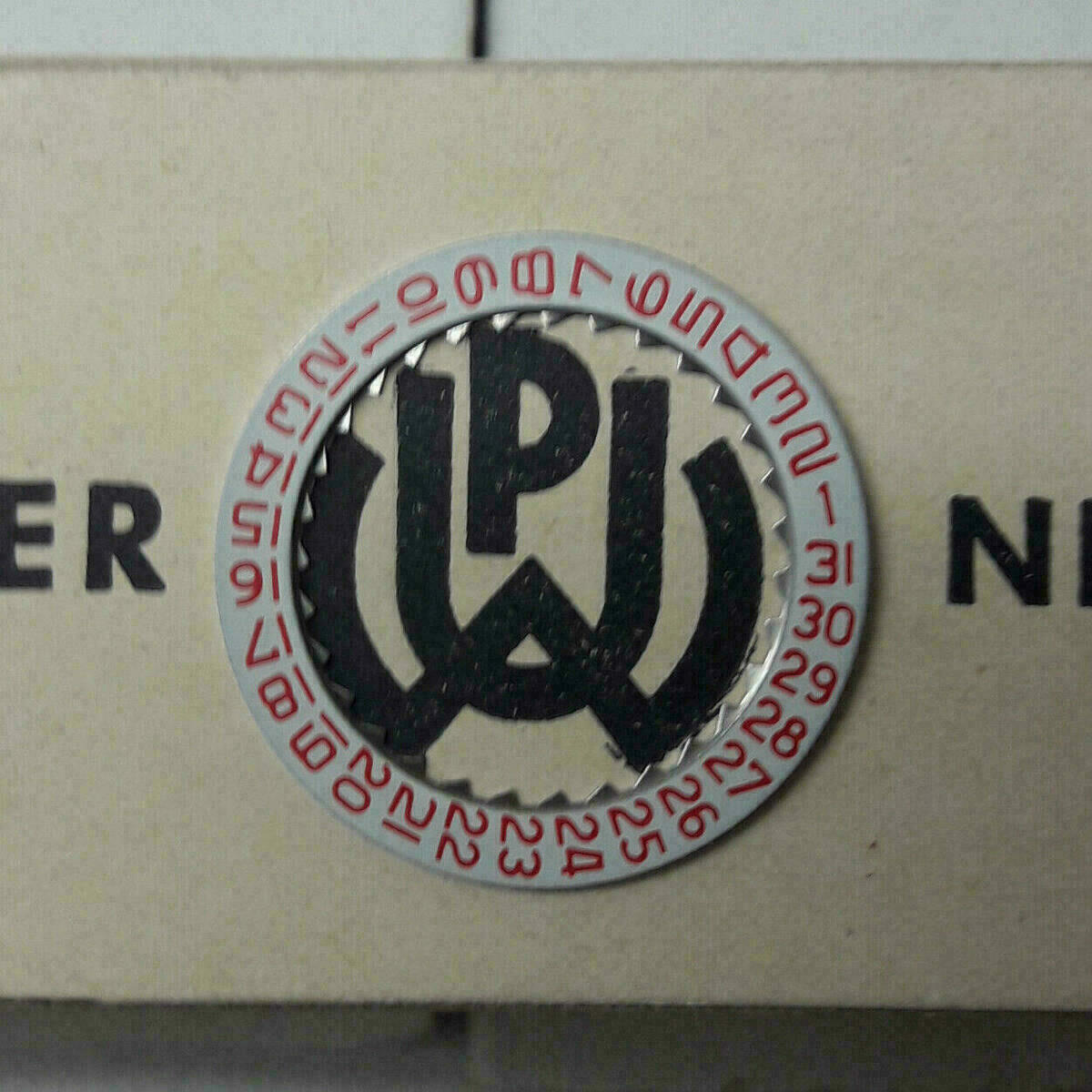 PUW 565 PART 2557 Datumscheibe Datumanzeiger Date Dial Disc PUW 1565 3H NOS #1 – Bild 5