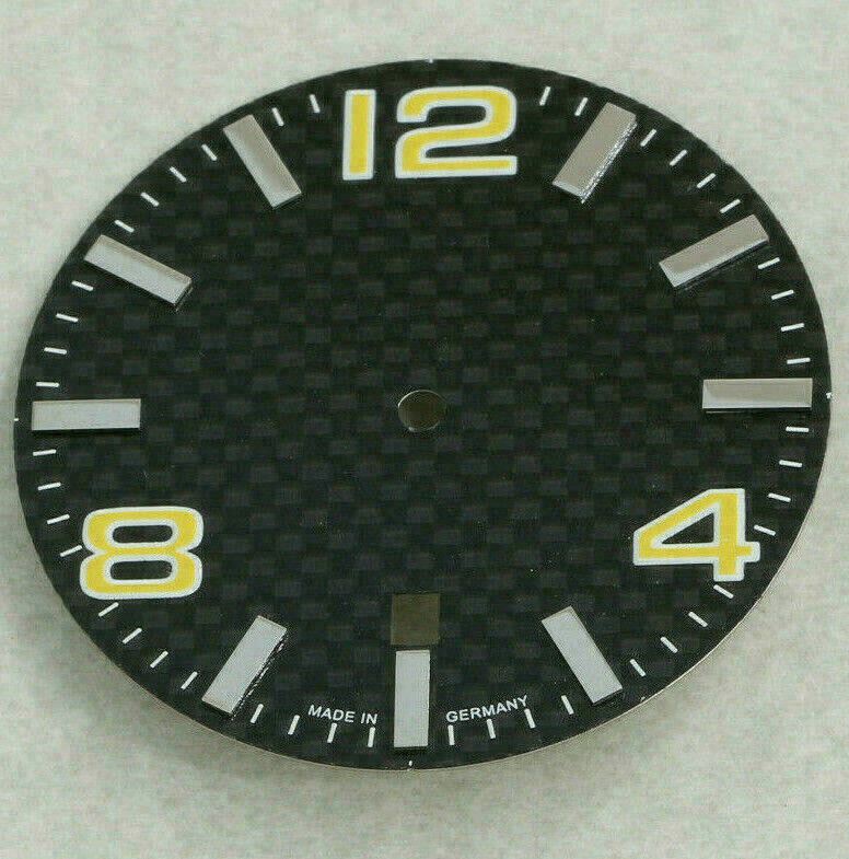 Cadran carbone ETA 2824-2 jaune, 34,8 mm, pour mouvement automatique