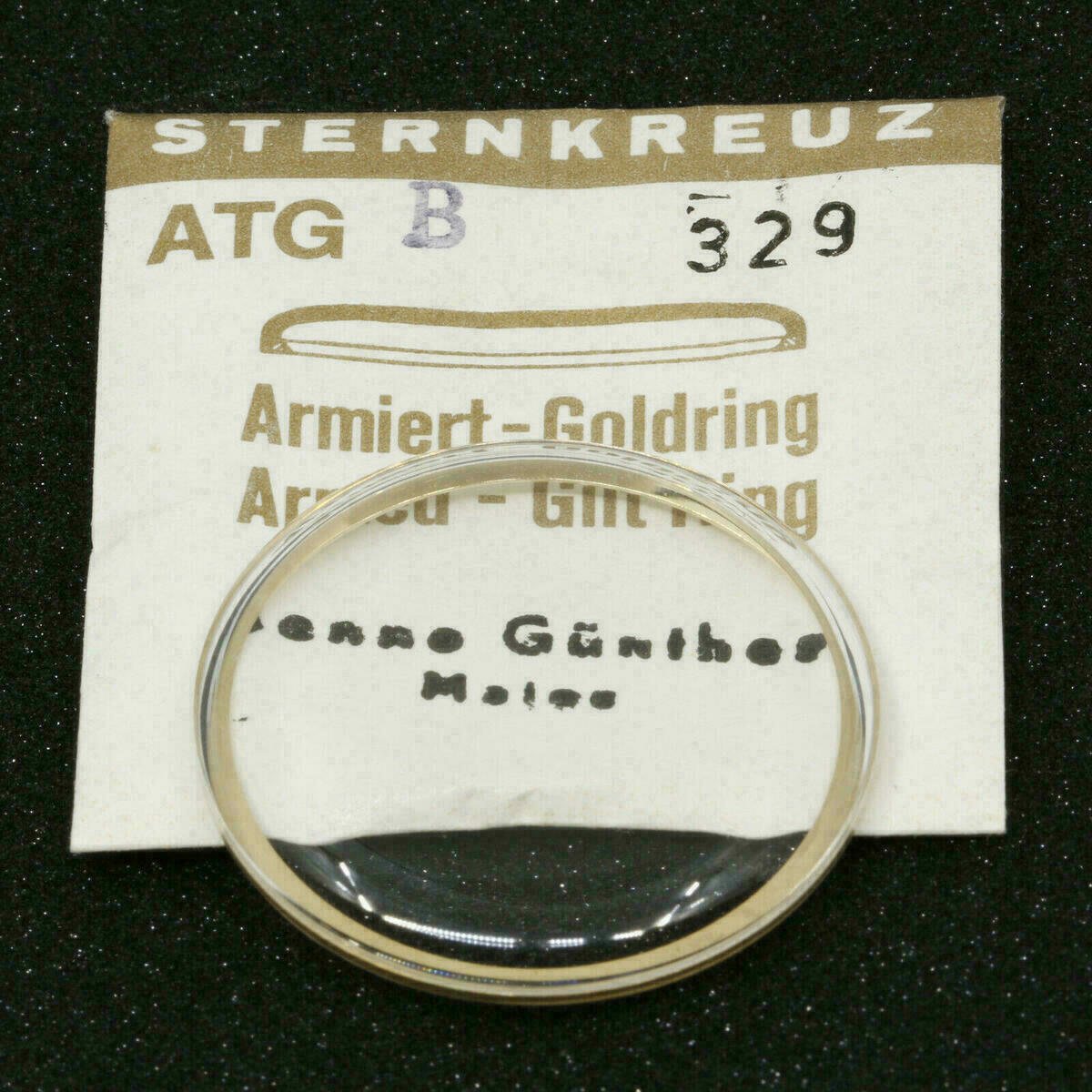 Verre de montre Sternkreuz ATG B bombé armé avec anneau doré pour montre-bracelet