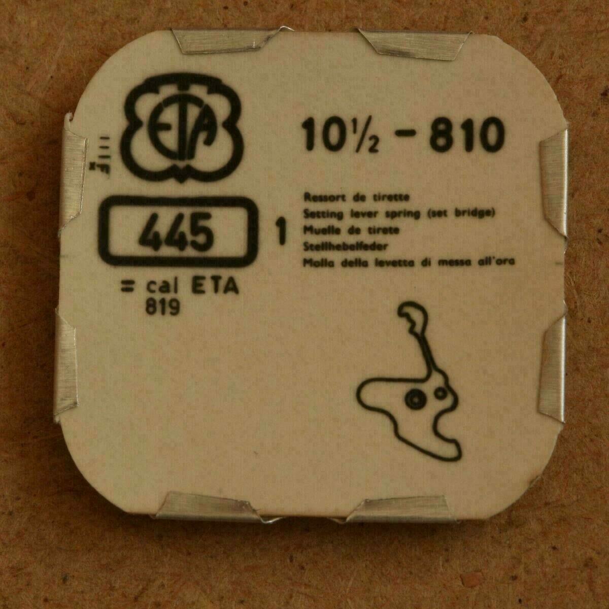 ETA 810 Part 445 STELLHEBELFEDER, Setting lever spring, Ressort de tirette 809