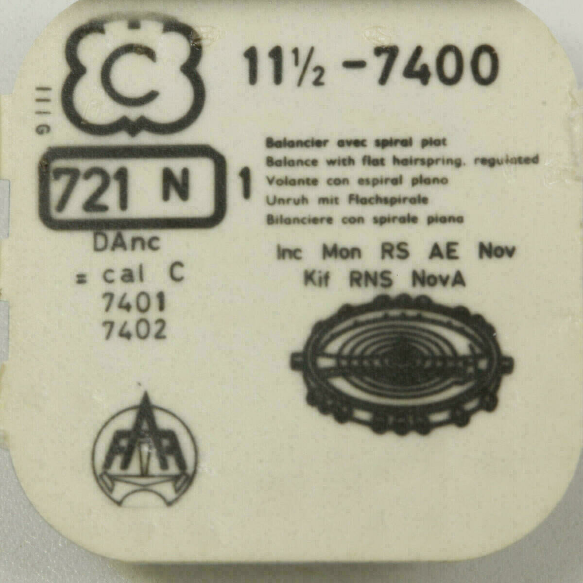 Complete Balance Wheel for CHEZARD 7400, 7401, 7402 – Part 721 – NOS – image 2