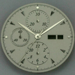 Cadran Valjoux 7750 gris argenté + jeu d’aiguilles pour mouvement ETA, 34,8 mm – neuf