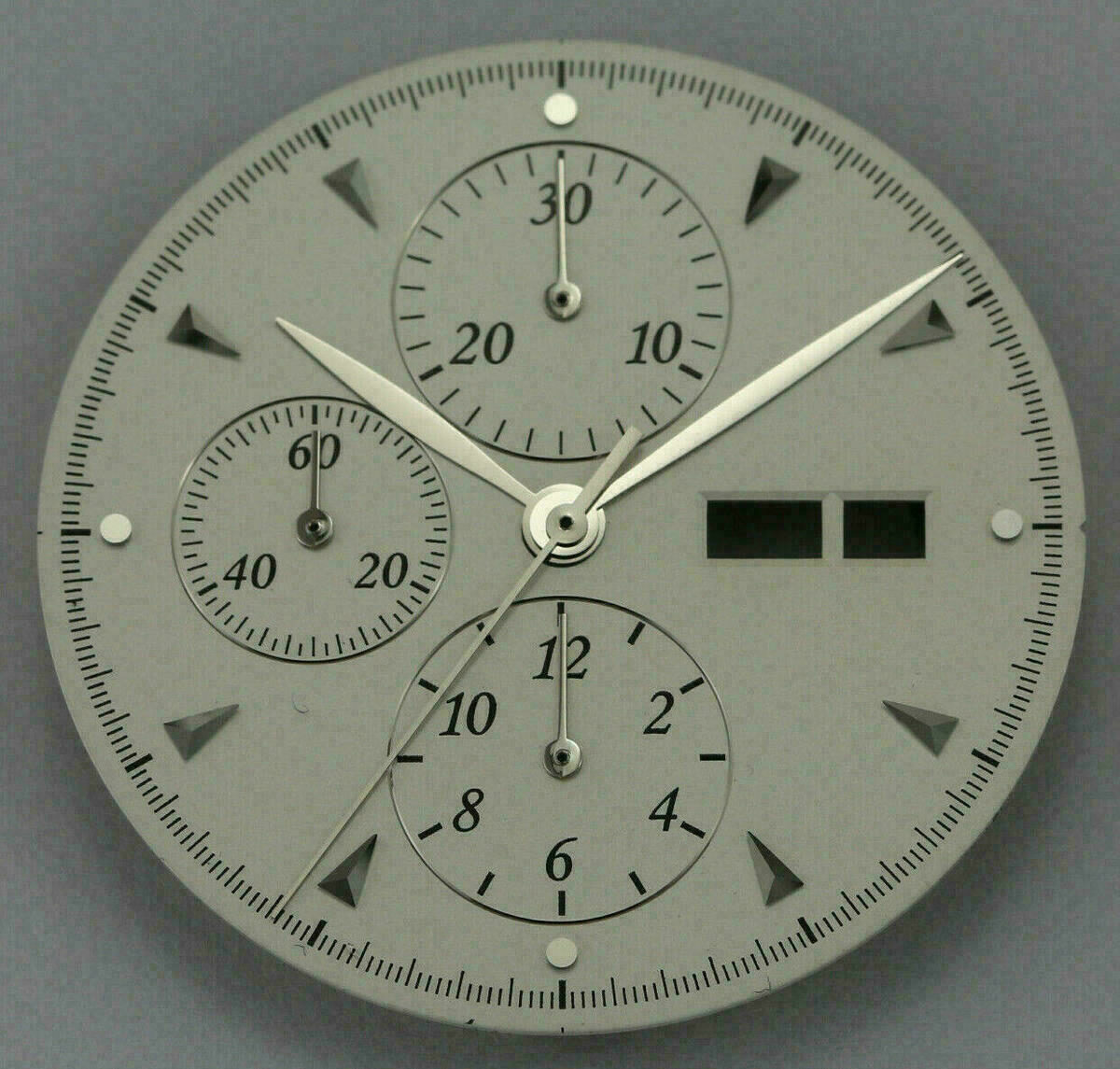 Cadran Valjoux 7750 gris argenté + jeu d’aiguilles pour mouvement ETA, 34,8 mm – neuf