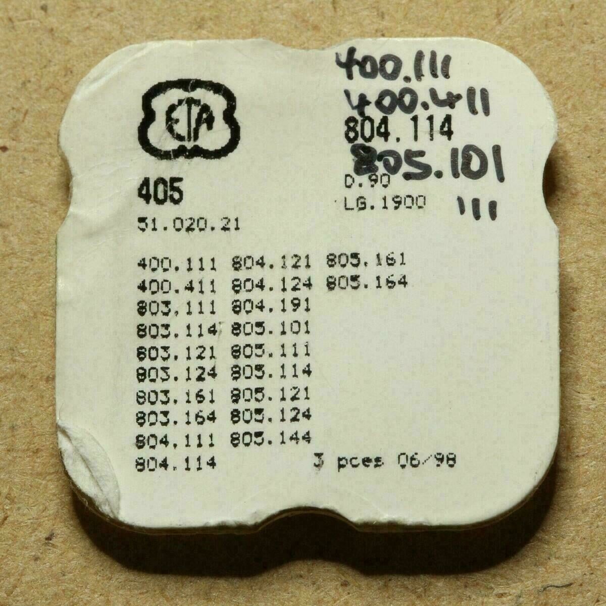 Tige ETA 804.114 pour la mise à l’heure – Part 405, Réf. 51.020.21 – 400.111, 803.164, 805.164