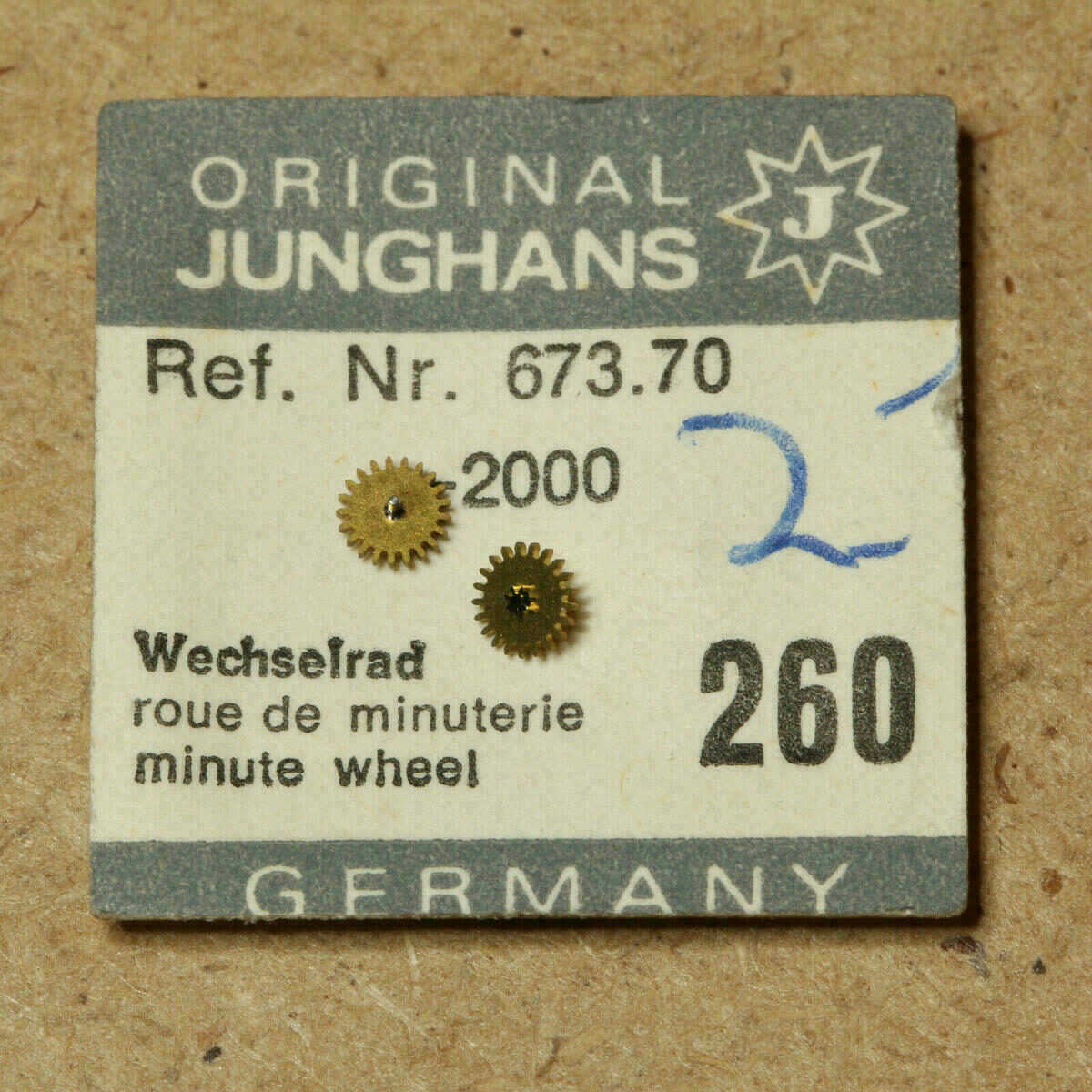 JUNGHANS 673.70 PART 260, rueda de minutería - NOS -