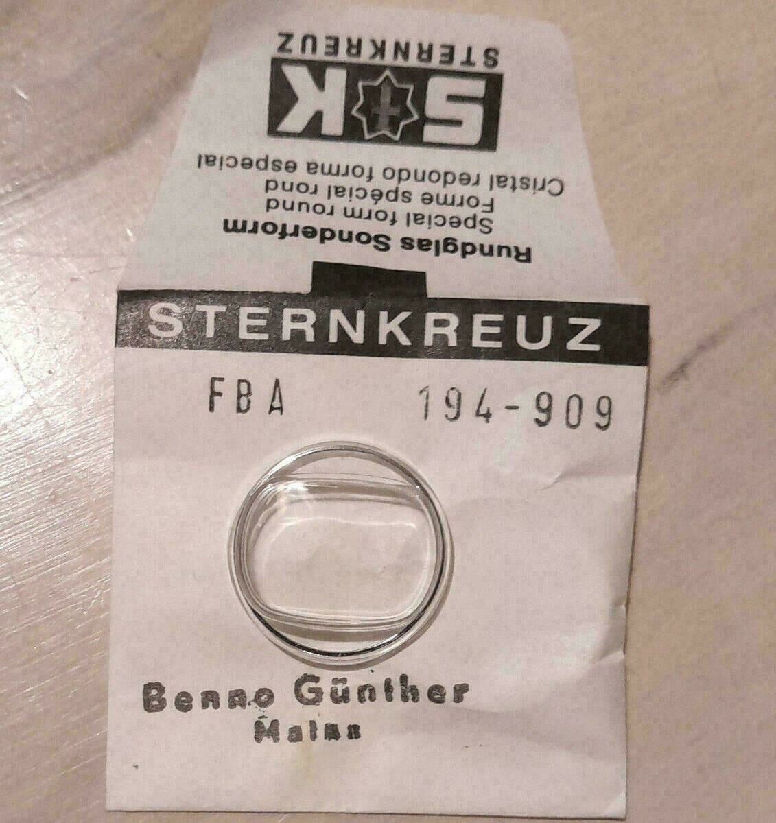 Cristal de reloj Sternkreuz forma especial FBA forma de fardo con aro para relojes de pulsera